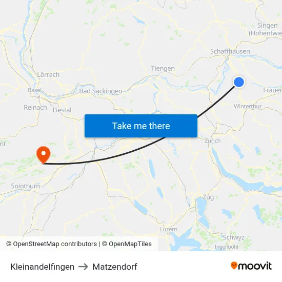 Kleinandelfingen to Matzendorf map