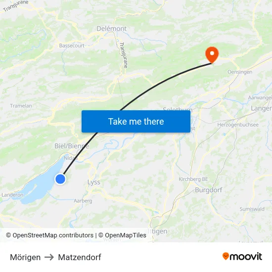 Mörigen to Matzendorf map