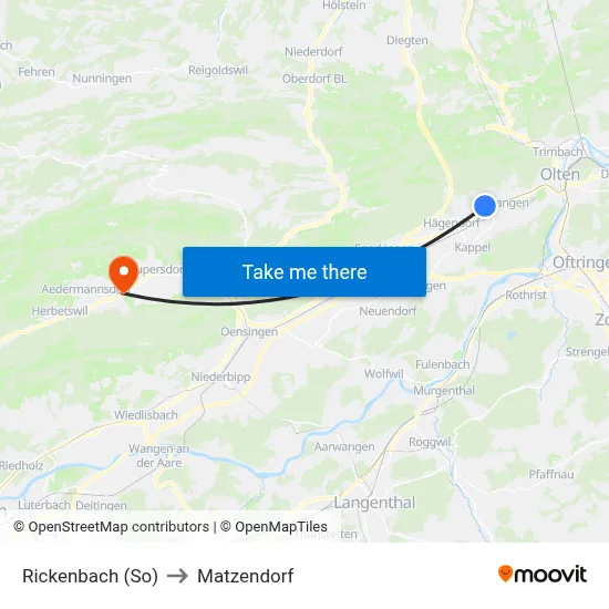 Rickenbach (So) to Matzendorf map