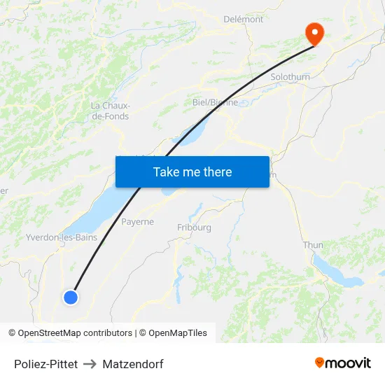 Poliez-Pittet to Matzendorf map