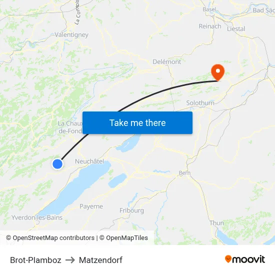 Brot-Plamboz to Matzendorf map