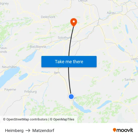 Heimberg to Matzendorf map