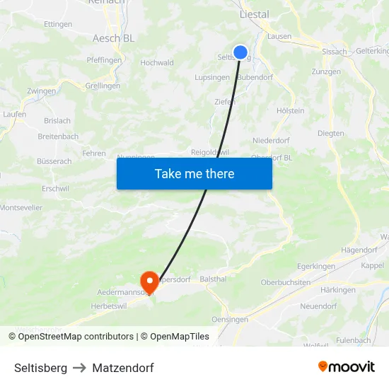 Seltisberg to Matzendorf map