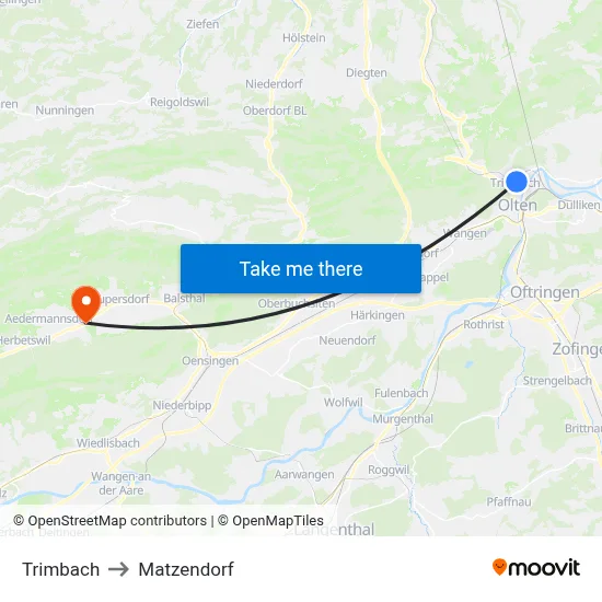 Trimbach to Matzendorf map