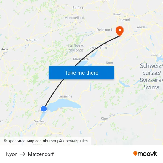 Nyon to Matzendorf map