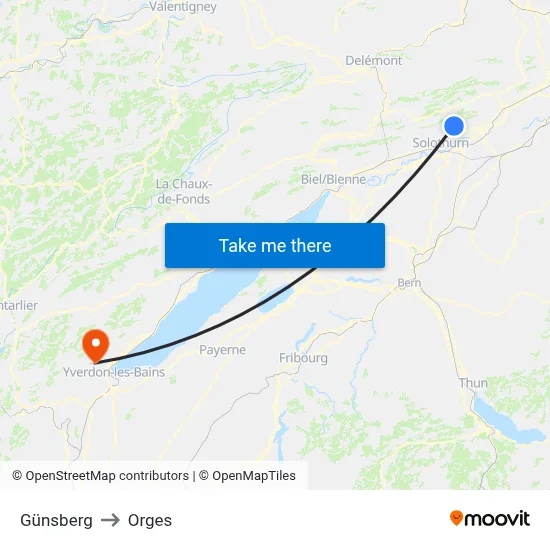 Günsberg to Orges map