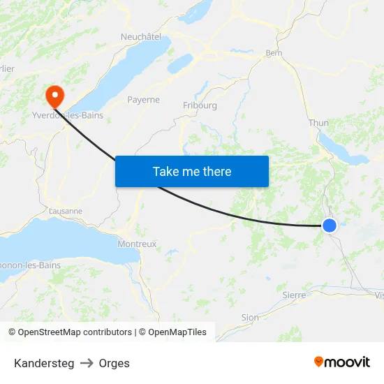 Kandersteg to Orges map