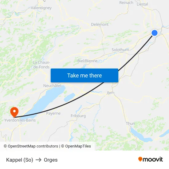 Kappel (So) to Orges map