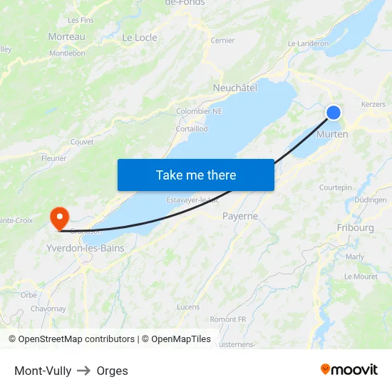 Mont-Vully to Orges map