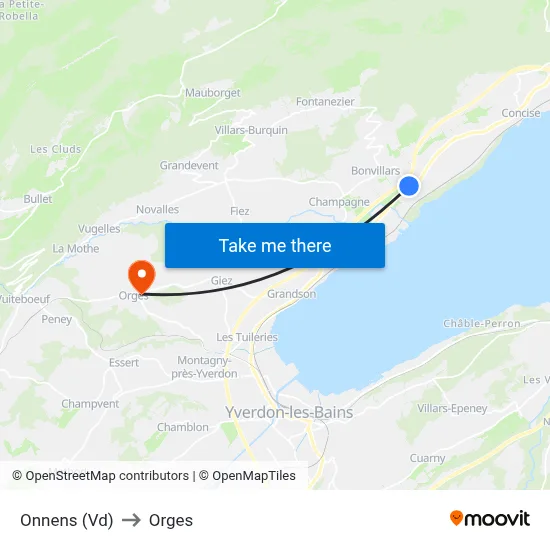 Onnens (Vd) to Orges map