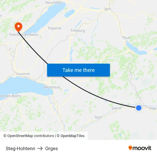 Steg-Hohtenn to Orges map