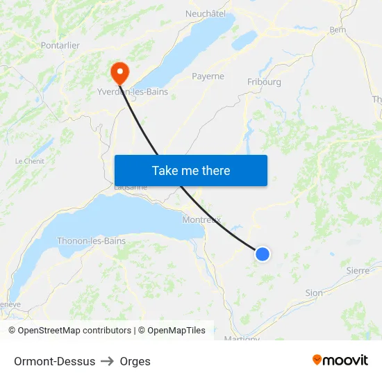 Ormont-Dessus to Orges map