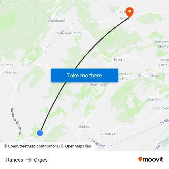Rances to Orges map