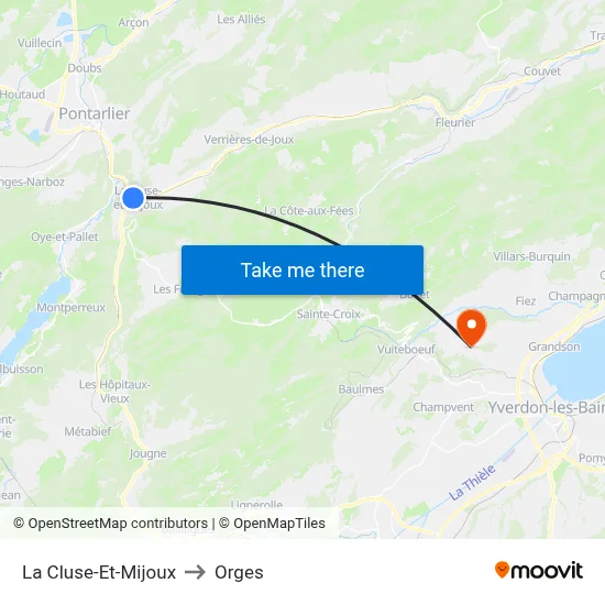 La Cluse-Et-Mijoux to Orges map