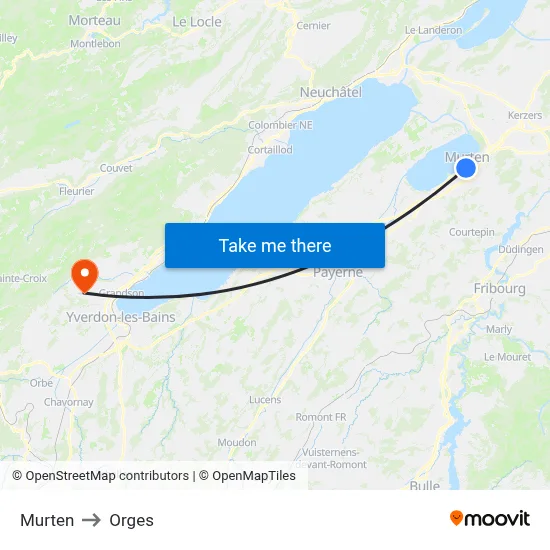 Murten to Orges map