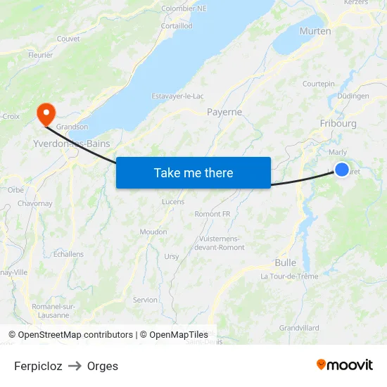 Ferpicloz to Orges map