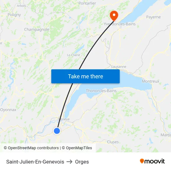 Saint-Julien-En-Genevois to Orges map