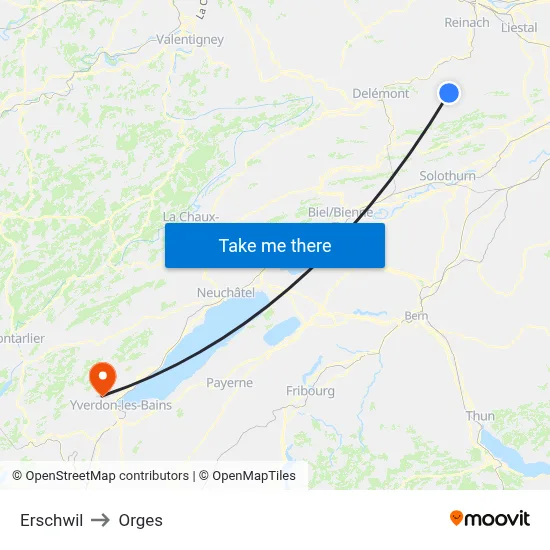 Erschwil to Orges map