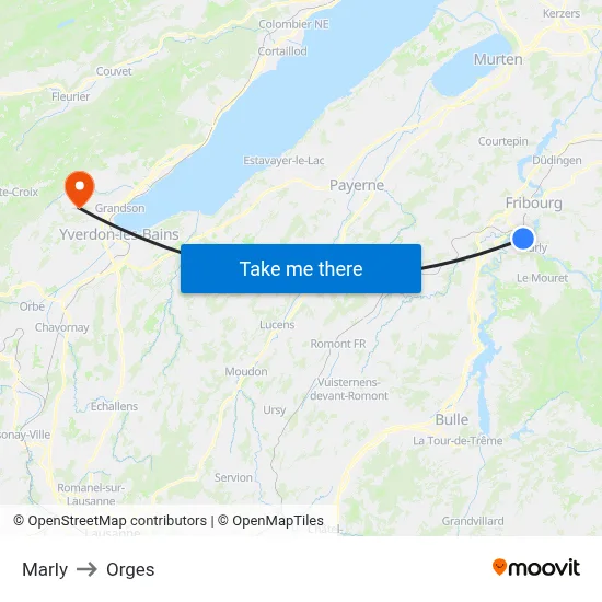 Marly to Orges map