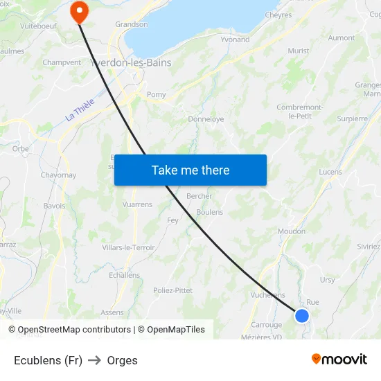 Ecublens (Fr) to Orges map