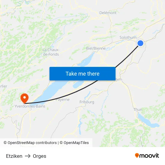 Etziken to Orges map