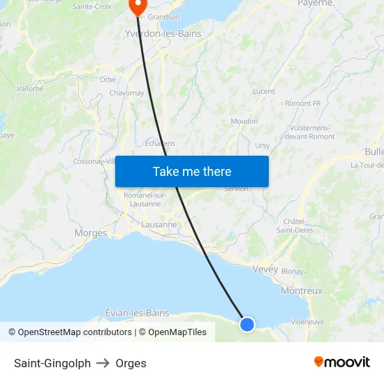 Saint-Gingolph to Orges map