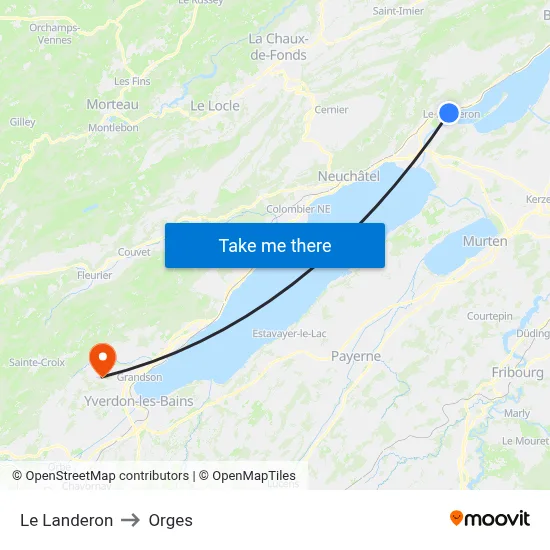 Le Landeron to Orges map