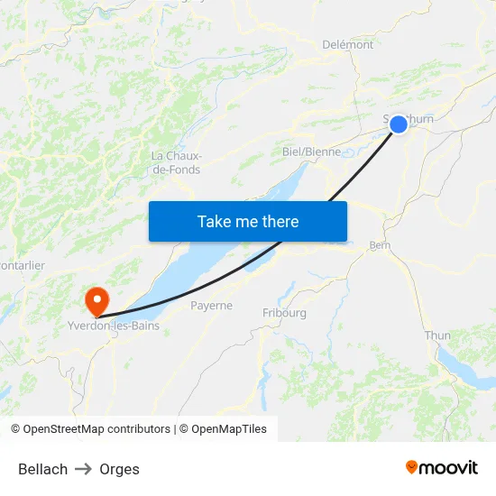Bellach to Orges map