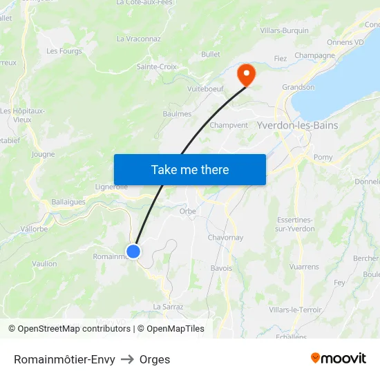 Romainmôtier-Envy to Orges map