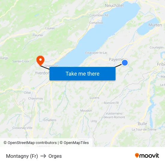Montagny (Fr) to Orges map