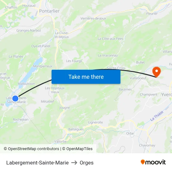 Labergement-Sainte-Marie to Orges map