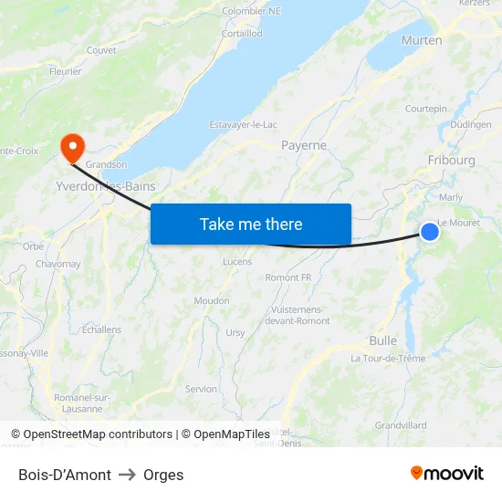 Bois-D’Amont to Orges map
