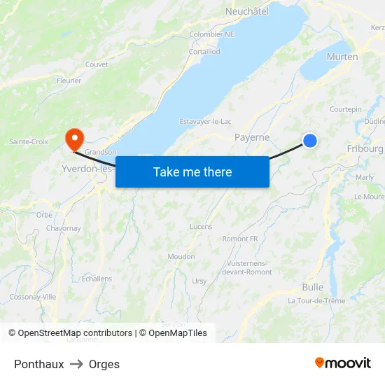 Ponthaux to Orges map