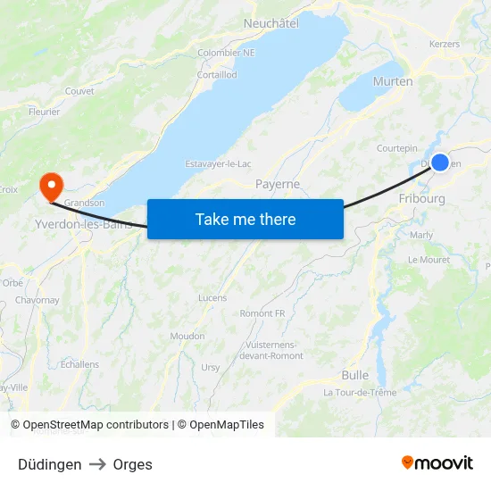 Düdingen to Orges map