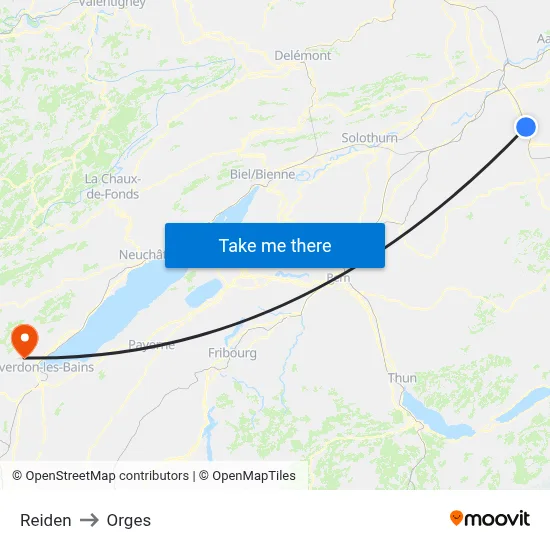 Reiden to Orges map
