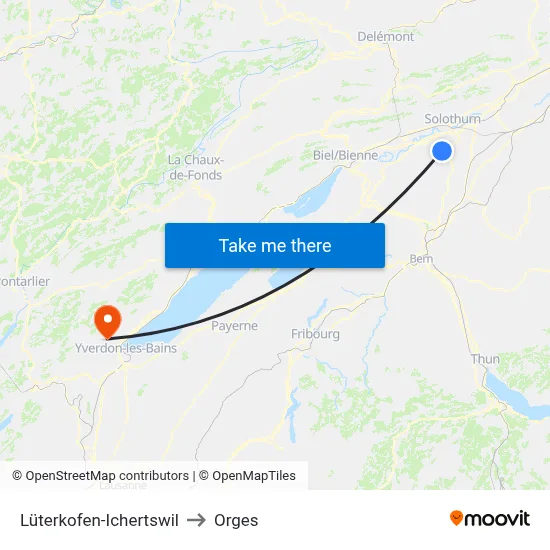 Lüterkofen-Ichertswil to Orges map