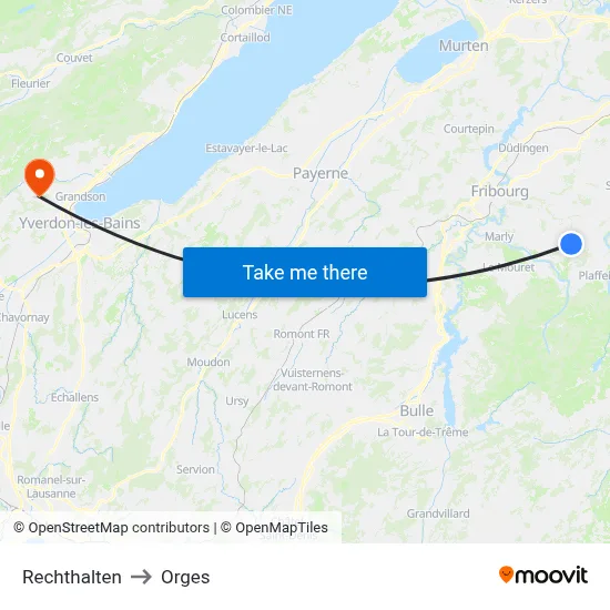 Rechthalten to Orges map