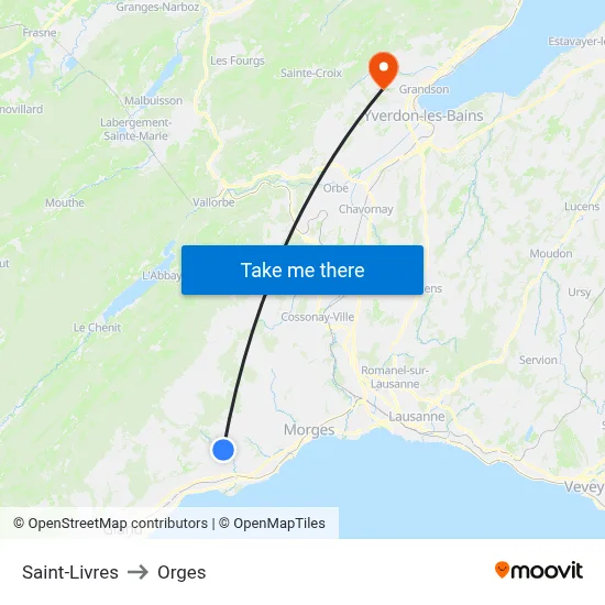 Saint-Livres to Orges map