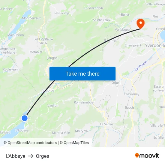 L'Abbaye to Orges map
