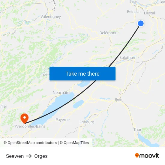 Seewen to Orges map