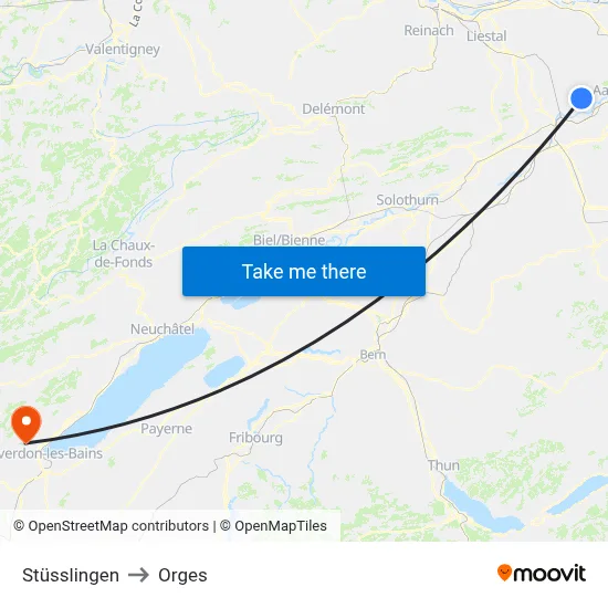 Stüsslingen to Orges map