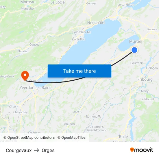 Courgevaux to Orges map