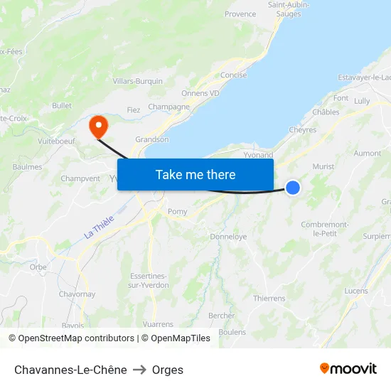 Chavannes-Le-Chêne to Orges map