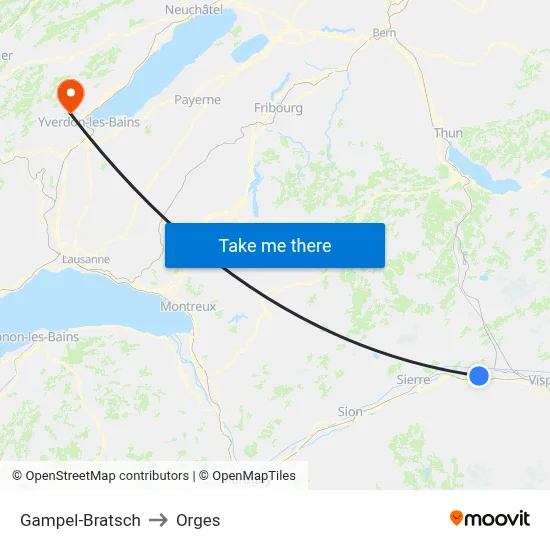 Gampel-Bratsch to Orges map
