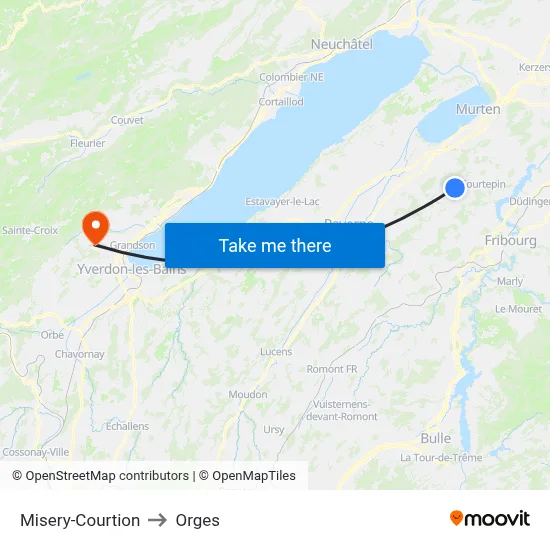 Misery-Courtion to Orges map