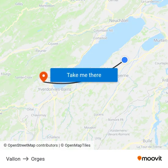 Vallon to Orges map