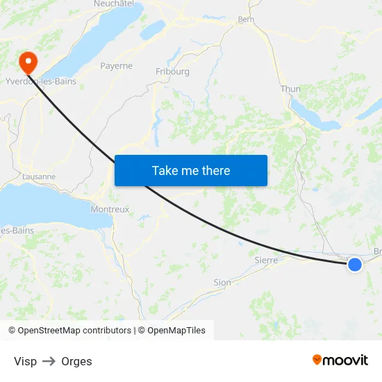 Visp to Orges map