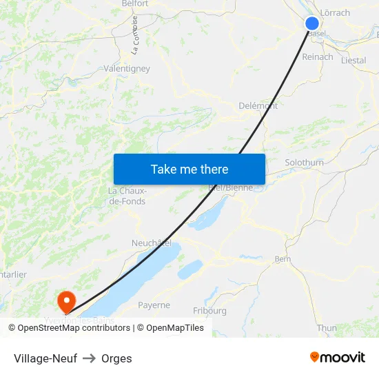 Village-Neuf to Orges map