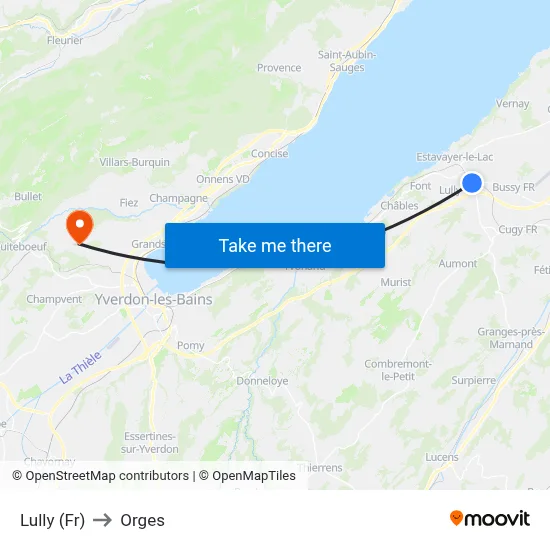 Lully (Fr) to Orges map
