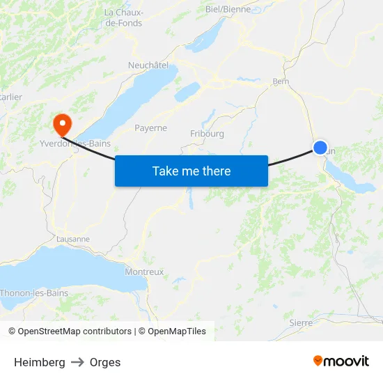 Heimberg to Orges map
